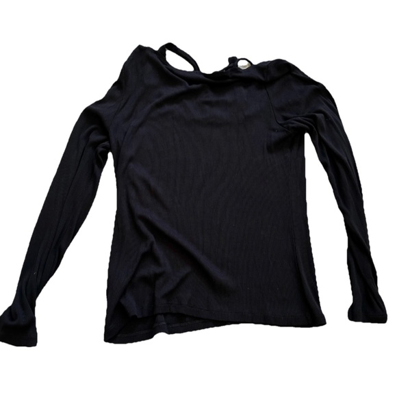 LNA Black Long Sleeve Top with Strap Neckline Size XL Modern Chic Sexy - Picture 2 of 6